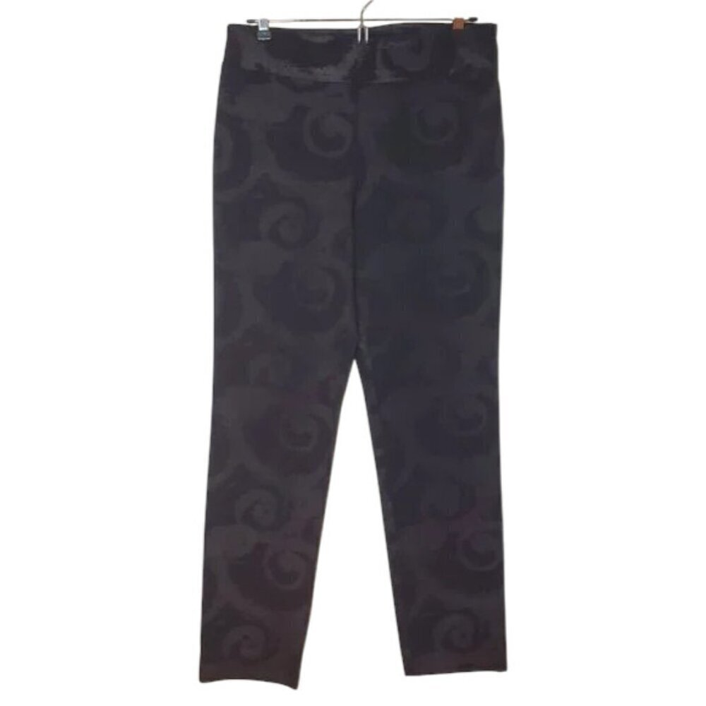 Krazy Larry Womens Stretch Pants Pull-on Leggings Black Swirl Textured USA